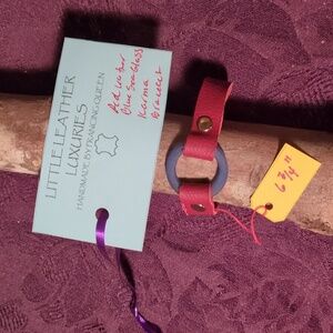 NEW! Handmade Genuine Leather Karma Circle Bracelet Blue Sea Glass Gold